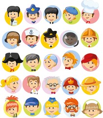 Cartoon characters of different professions 