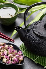 Asian rose tea and teapot