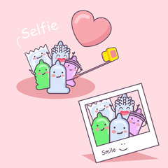 cartoon condom friends selfie