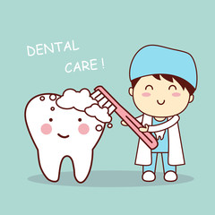 cute cartoon dentist brush tooth