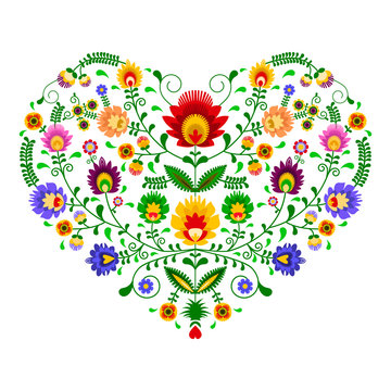 Polski folklor - wzór w kształcie serca