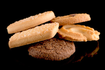 Butter cookies on black