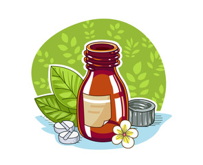 Jar with pill. Eps8 vector illustration. Isolated on white