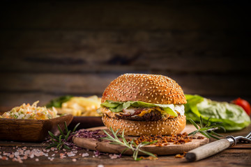 Burger in sesame bun