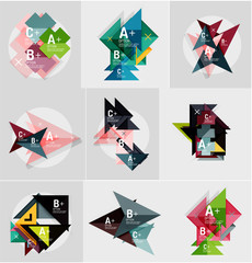 Set of paper design style geometrical banners with sample text, infographic elements