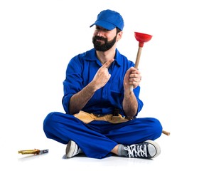 Plumber man with his plunger