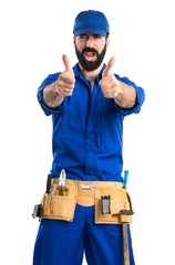 Plumber with thumb up