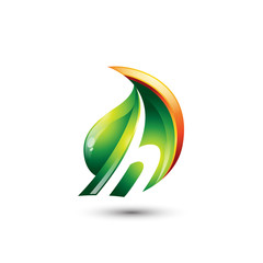 Green Leaf Letter H Logo