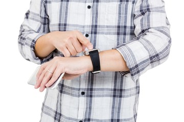 Man using his smartwatch