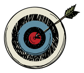 Cartoon hand drawn target, isolated on white