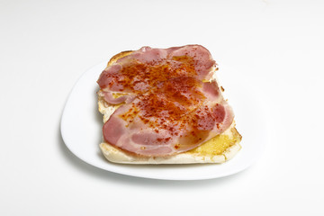 Tostada de aceite y lacón