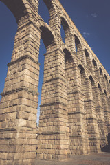 Fototapeta na wymiar The famous ancient aqueduct in Segovia, Castilla y Leon, Spain