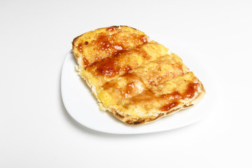 Tostada de Mermelada de fresa con mantequilla