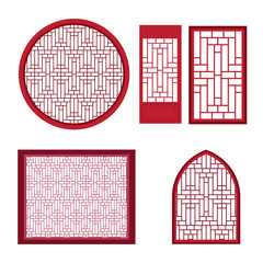 Window and door with asian pattern