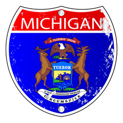 Michigan Flag Icons As Interstate Sign