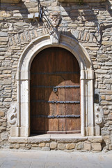 Wooden door. Guardia Perticara. Basilicata. Italy.