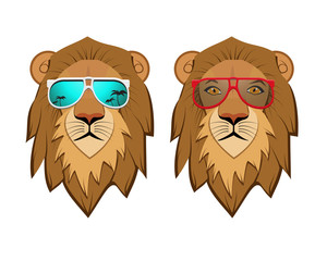 Hipster Lion with sunglasses