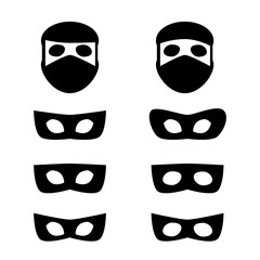 Set of festive masks and thief icon