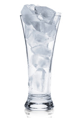 Glass full of ice isolated on white