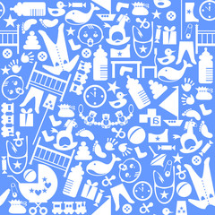 Cute baby vector seamless pattern. Endless texture