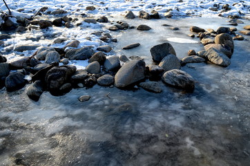 Steine im Eiswasser