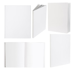 Blank white books isolated on white background