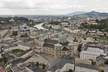Fototapeta na wymiar Aerial view over Salzburg city center, Austria