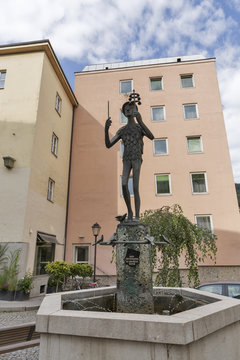 Papageno Fountain In Salzburg, Austria