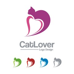 Love Pet Logo - Cat Lover Design Logo Vector