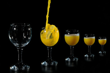 Fill the glass with juice