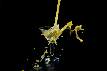 Glass wine glass with orange juice