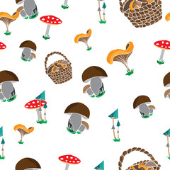 seamless pattern of wild mushroom