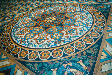 Detail of the floor inside the stock exchange palace in Porto.