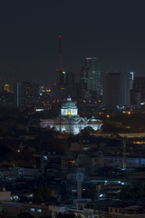 The Ananta Samakhom Throne Hall (Thailand white house) marble building famous place destination travel in THAILAND . The old Thai parliament top view at night in BANGKOK THAILAND