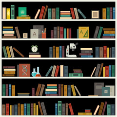 Bookshelf with books.