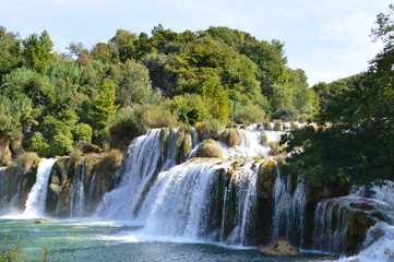 Fototapeta na wymiar Waterfall in The Nature Reserve of Krka, Croatia