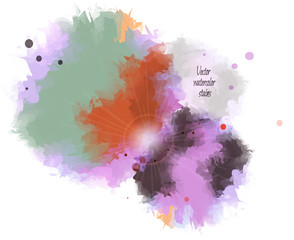 Multicolored watercolor splash and drops on a white background.