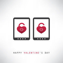 Happy Valentine's Day Card With Smart Phones or Tablets