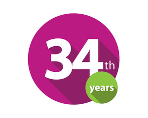 34th years purple circle anniversary logo