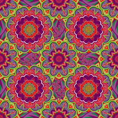 Oriental traditional ornament, Mediterranean seamless pattern, tile design, vector illustration. Vector bright purple pattern.