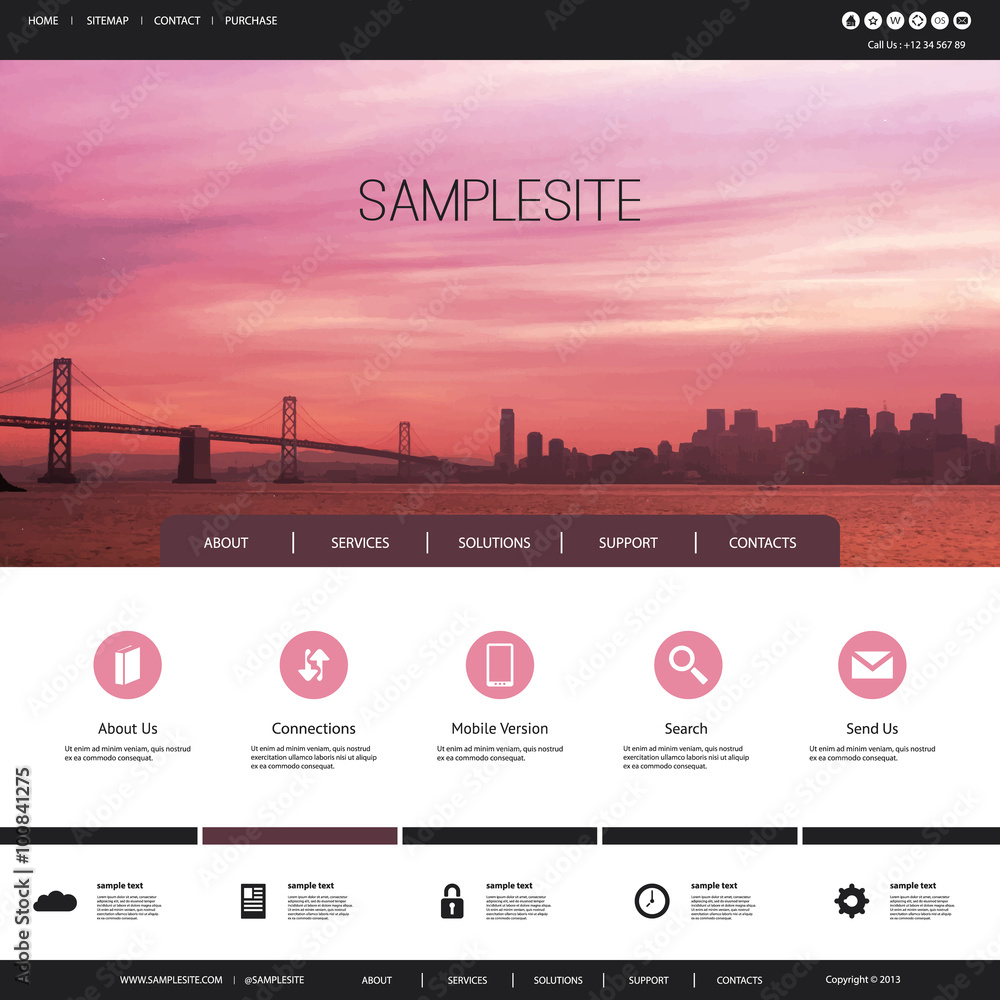 Wall mural one page website template with header design - san francisco bay