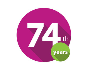 74th years purple circle anniversary logo