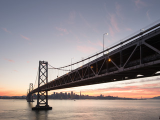 Fototapeta na wymiar bay bridge in sunset