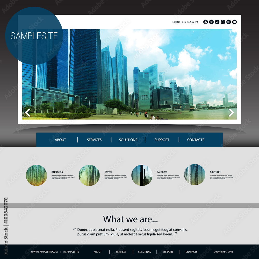 Poster website template with interesting header design concept