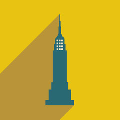 flat icon with long shadow American skyscraper