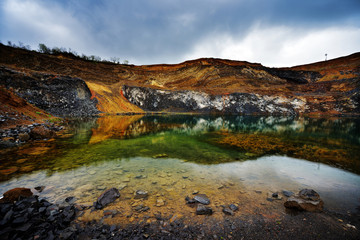 lake in the old volcano crater in Racos town, Romania