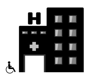 Obraz premium Hôpital et un personne handicapée