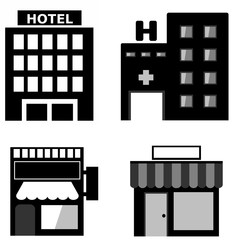 Bâtiments en 4 icônes