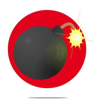 Illustration of a bomb with red circle background