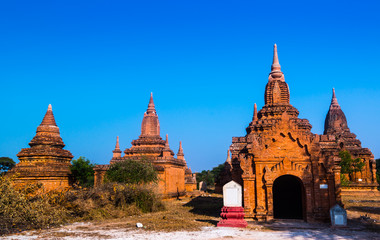 The ancient temple and pagodas in bagan at Myanmar